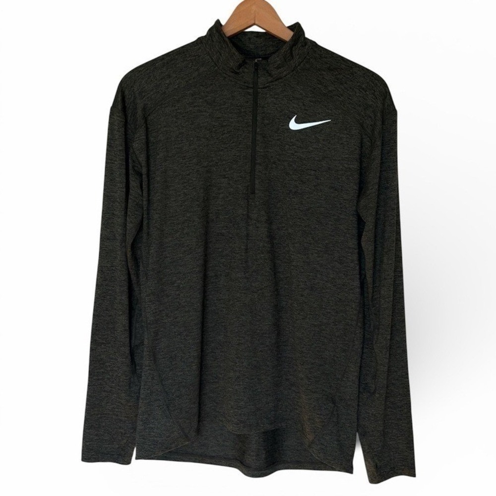 Nike Pullover Mens L AQ7903-355 Olive Green Dri-FIT Running Half-Zip EUC